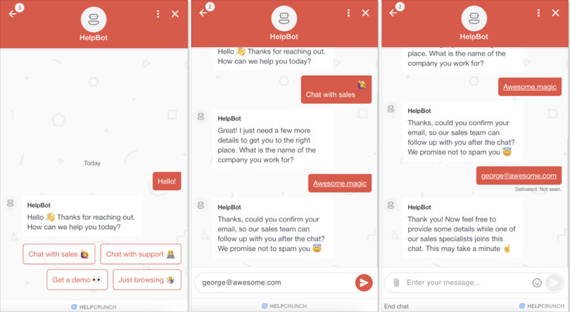 HelpBot pricing query example