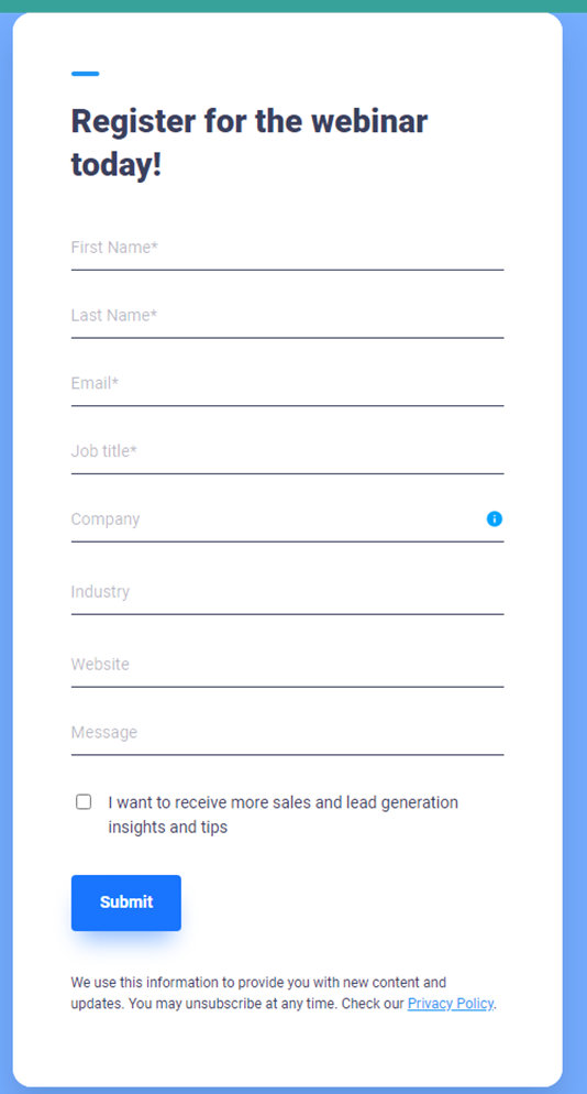 Webinar form
