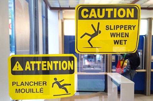 Slip and fall warning signages