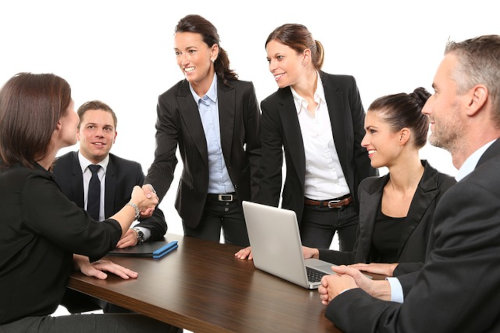 Business meeting discussing innovation