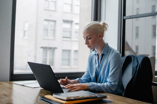 Businesswoman building online presence